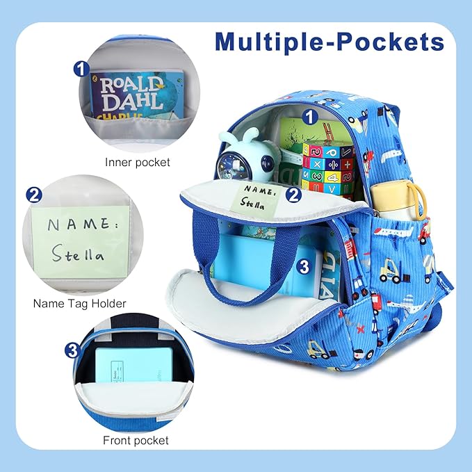 Bluboon Toddler Backpack for Girls Boys 2-4 Cute 12" Preschool Kindergarten Backpacks Kids Daycare Bags School Trave, toddler boy christmas gifts for 2 3 4 year old boy