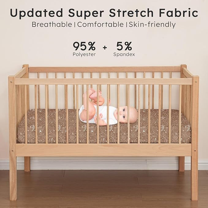 Baby Crib Sheets for Boys Girls Neutral, 2 Pack Crib Mattress Sheet for Standard Crib and Toddler Mattress, Super Soft Breathable Fitted Crib Sheet, 52" x 28"