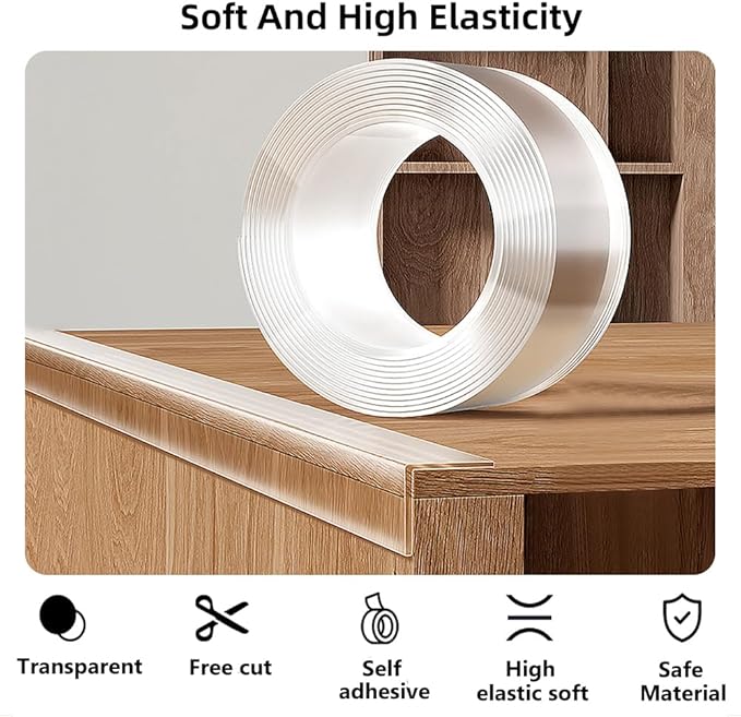 Baby Proofing Edge Protector for Kid Clear Edge Protector Strip Safety Corner Guards Child Proof Corner Bumper for Furniture 1.2in x 32.8ft