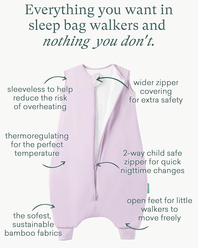 PurComfy Supersoft Toddler Sleep Sack with Feet 1.0 TOG Premium Bamboo Viscose Sleep Bag Walker with Legs 12-18-24-2t-4t-5t