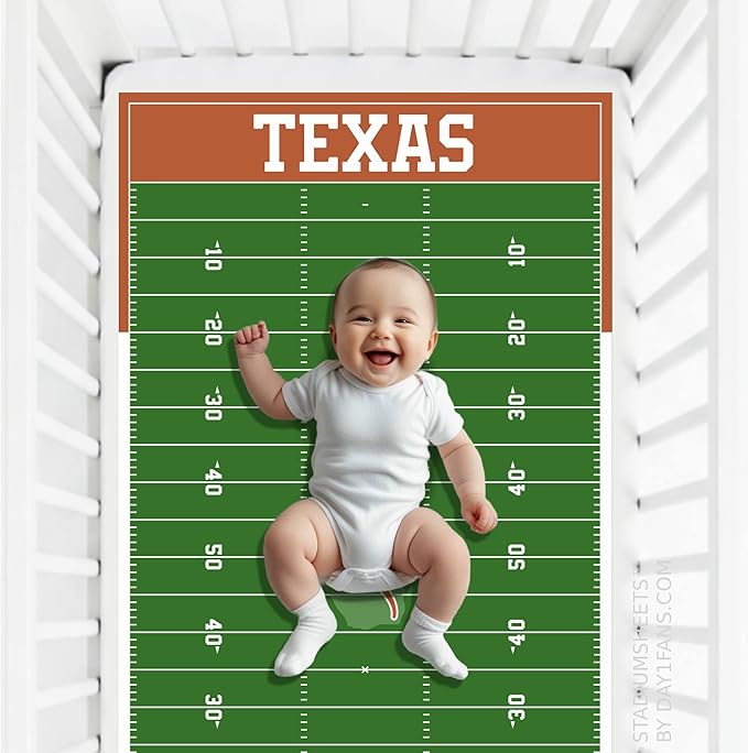STADIUMSHEETS Day1Fans Officially-Licensed Fitted Crib Sheet (Texas Longhorns)