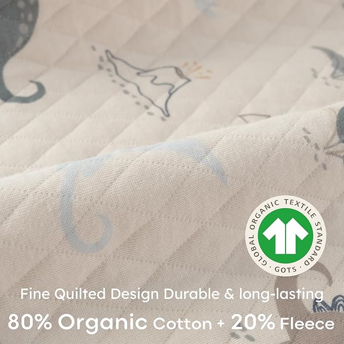 Yoofoss Baby Sleep Sack 12-18 Months 1.0 Tog Long Sleeve Sleep Sack Organic Cotton Wearable Blanket for Toddlers 2-Way Zipper Quilted Sleeping Sacks(Large)