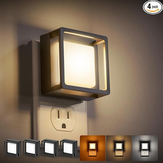 DORESshop LED Night Light, Night Lights Plug Into Wall [4 Pack] with Dusk-to-Dawn Sensor, Dimmable Nightlights, Adjustable Brightness for Bathroom, Hallway, Bedroom,Kids Room,Stairway,3CCT