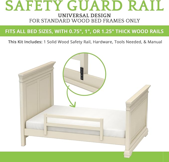 CC KITS Safety Guard Rail for Baby, Kids, and Children - Solid Wood Safety Bed Rail for Toddlers - Easy Installation - Premium Protection for Bunk, Twin, Full, Queen and King Size Beds - (Pearl)