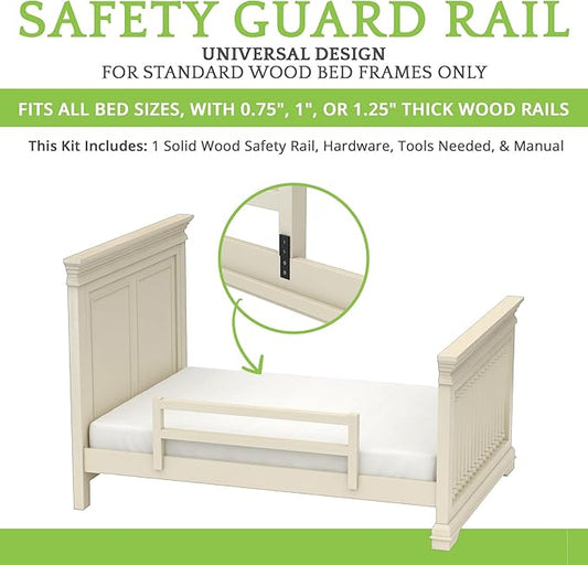 CC KITS Safety Guard Rail for Baby, Kids, and Children - Solid Wood Safety Bed Rail for Toddlers - Easy Installation - Premium Protection for Bunk, Twin, Full, Queen and King Size Beds - (Pearl)