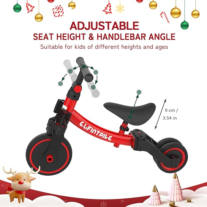 besrey 5 in 1 Toddler Bike for 1 Year to 4 Years Old Kids, Toddler Tricycle Kids Trikes Tricycle, Toys for Boy & Girl, Balance Training, Removable Pedals
