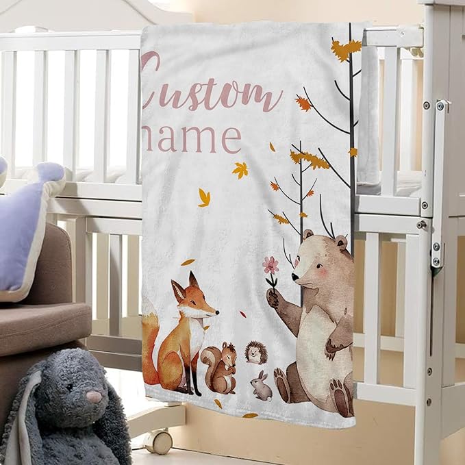 Personalized Baby Crib Bedding Set: 4 Piece Custom Gift Crib Bed Set with Name - Fox Sika Deer Design, Nursery Bedding Set for Baby Girls,Newborn Girls Crib Sets, Crib Bedding Shower Gifts