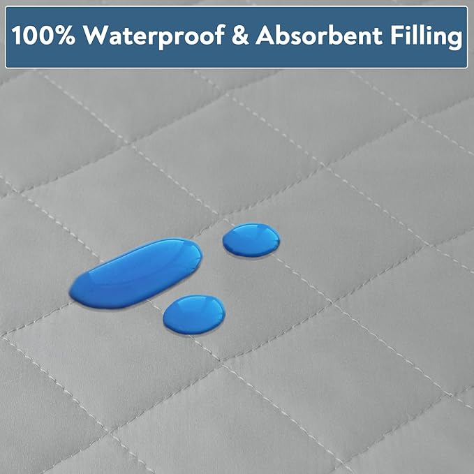 Mini Crib Mattress Protector 2 Pack, Waterproof Mini Crib Mattress Pad Cover Fitted, 38" x 24" Baby Mini Crib Sheets for Boys and Girls, Breathable & Quilted, Grey