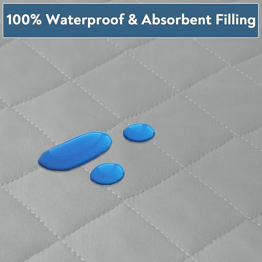 Mini Crib Mattress Protector 2 Pack, Waterproof Mini Crib Mattress Pad Cover Fitted, 38" x 24" Baby Mini Crib Sheets for Boys and Girls, Breathable & Quilted, Grey
