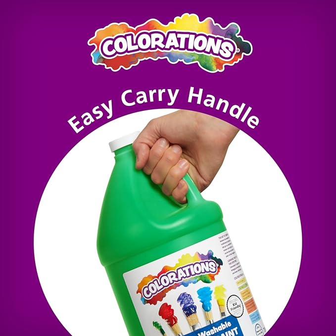 Colorations Paraben-Free Washable Tempera Paint for Kids - 1 Gallon Value Size. Vibrant Black, Non-Toxic and Made in The USA, Classroom Must Haves, Bulk Arts and Crafts Supplies