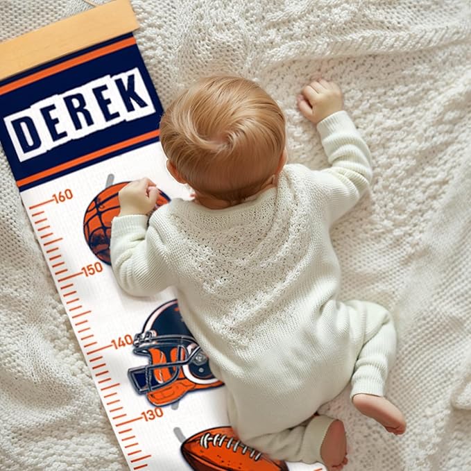 Woodemon Personalized Name Growth Chart for Kids, Ball Measuring Height Chart, Meaningful Memories Through Kid Size Chart Measurement, Growth Chart Ruler for Wall, Toddler Room Decor