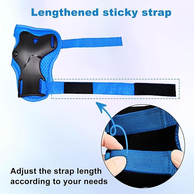 SISIGAD Kids Protective Gear Set, Strap Adjustable Knee Pads and Elbow Pads Wrist Guard 6 in 1, Suitable for Scooter, Skateboarding, Cycling, Skating