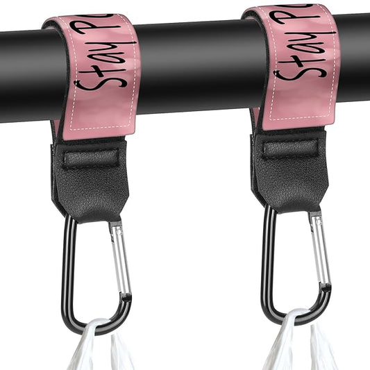 Stroller Straps, Mommy Hooks Diaper Bags, Universal Shopping cart, Wallet, Backpack - 2 Packs (Stay Optimistic)