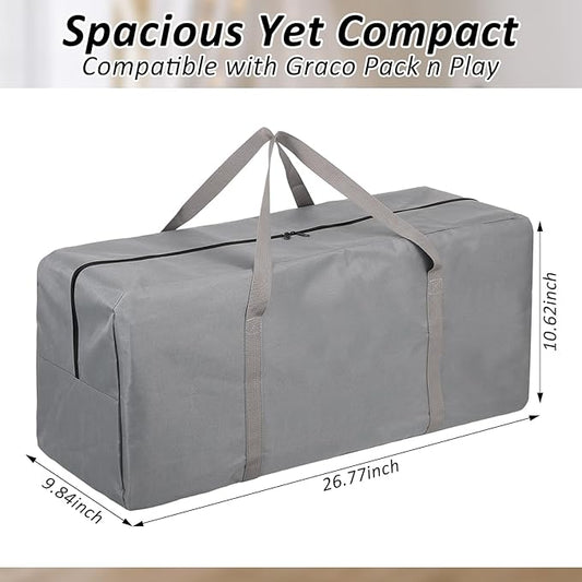 Carrying Bag Compatible with Graco Pack n Play,Waterproof Lightweight Playard Storage Duffle Bags for Graco Pack n Play for Travel and Storage（Grey）
