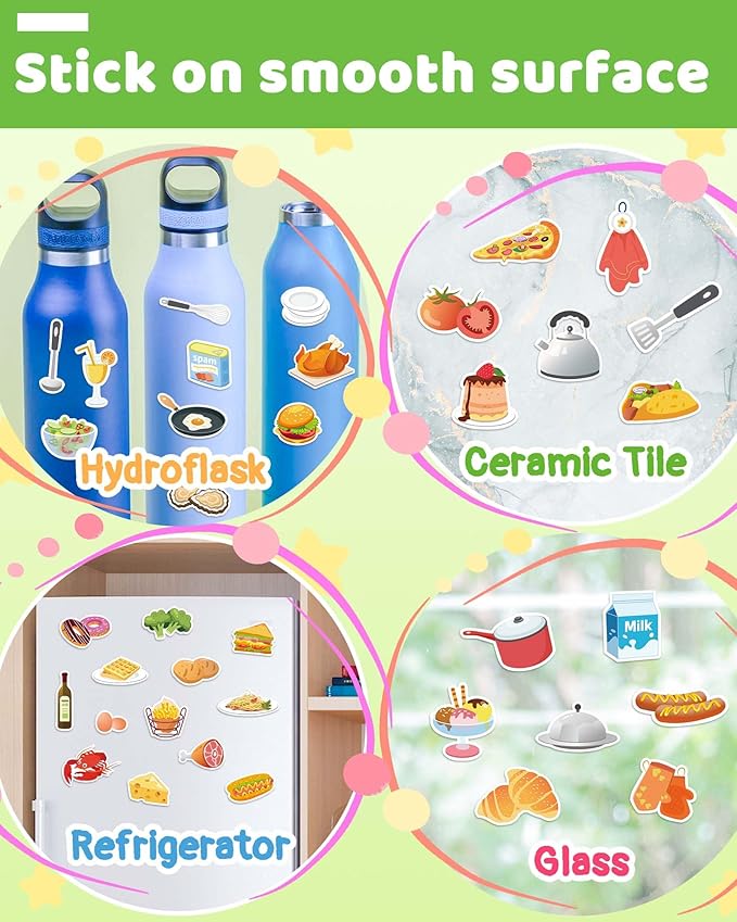 Benresive Reusable Sticker Books for Toddlers, Fun Travel Stickers for Kids, Toddler Sticker Book, Crafts Activities for Toddlers, 3 and Up Birthady Gifts - Kitchen