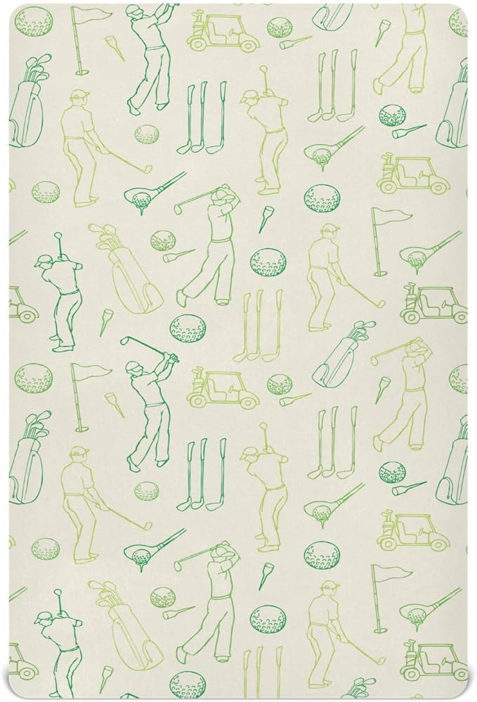 Fitted Crib Sheets for Baby Boys or Girls Soft Breathable Baby Play Yard Sheet for Standard Size Crib Mattress 39x27in Various Golf Images Player Pattern