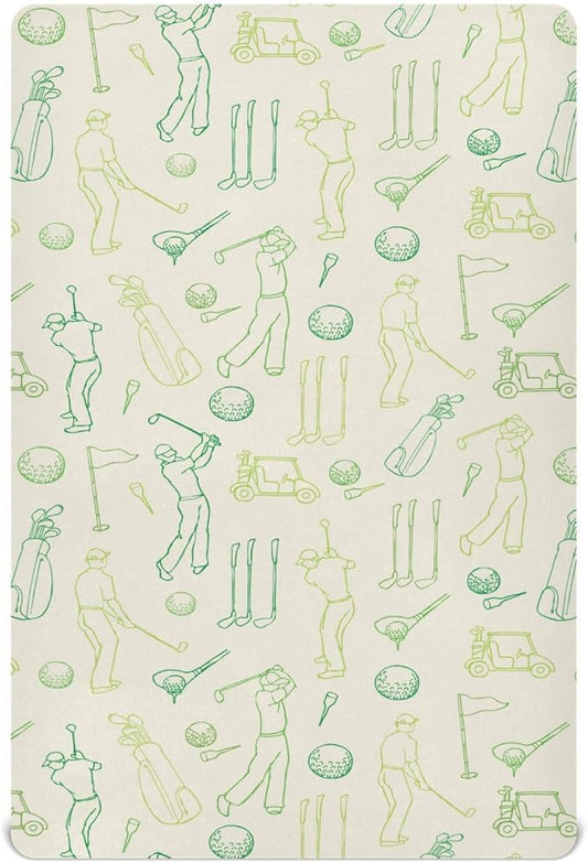 Fitted Crib Sheets for Baby Boys or Girls Soft Breathable Baby Play Yard Sheet for Standard Size Crib Mattress 39x27in Various Golf Images Player Pattern