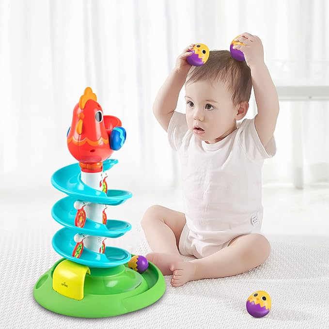 Montessori Toddler Sensory Drop Ball Toys, Rolling Spinning Ball Tower That Makes Music, Preschool Interactive Games, Birthday Gift for Children 12 Months and Older