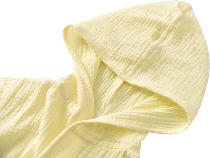 Organic Cotton Toddler Bathrobe, Soft and Breathable Baby Robe for Kid, Boy& Girl Hooded Robe Muslin