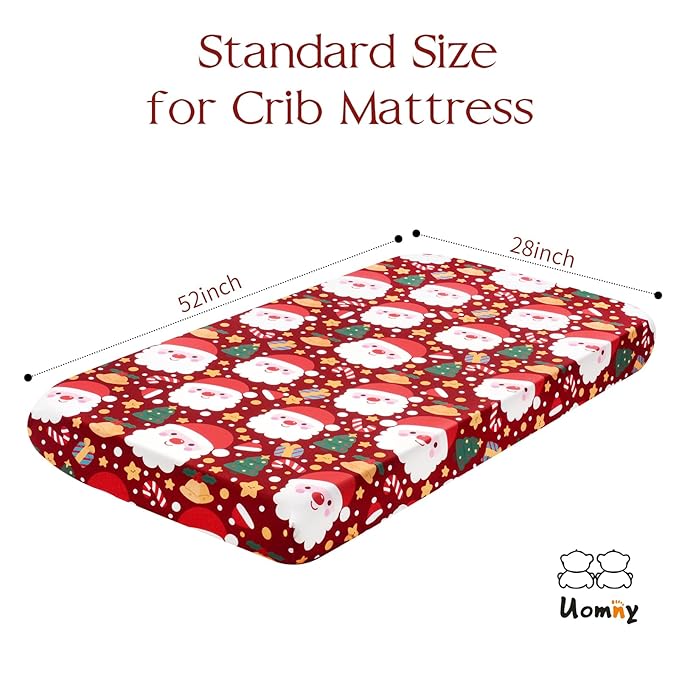 UOMNY Crib Sheet, Christmas Crib Sheets Baby Sheet for Standard Crib and Toddler Mattresses Nursery Bedding Sheet Crib Mattress Sheets for Boys and Girls 1 Pack Toddler Sheet