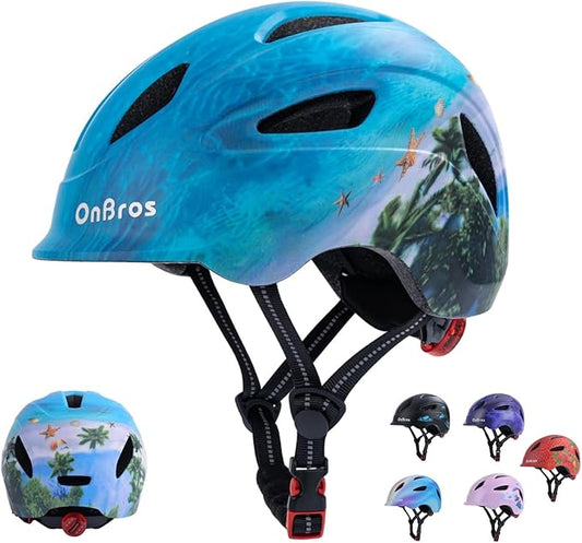 Kids Bike Helmet, OnBros Kid Bicycle Helmet for Girls and Boys with Light Lightweight Kids Helmets Certified Toddler Helmets for Kids 3-5-8-10 Age (46-50-55 cm)