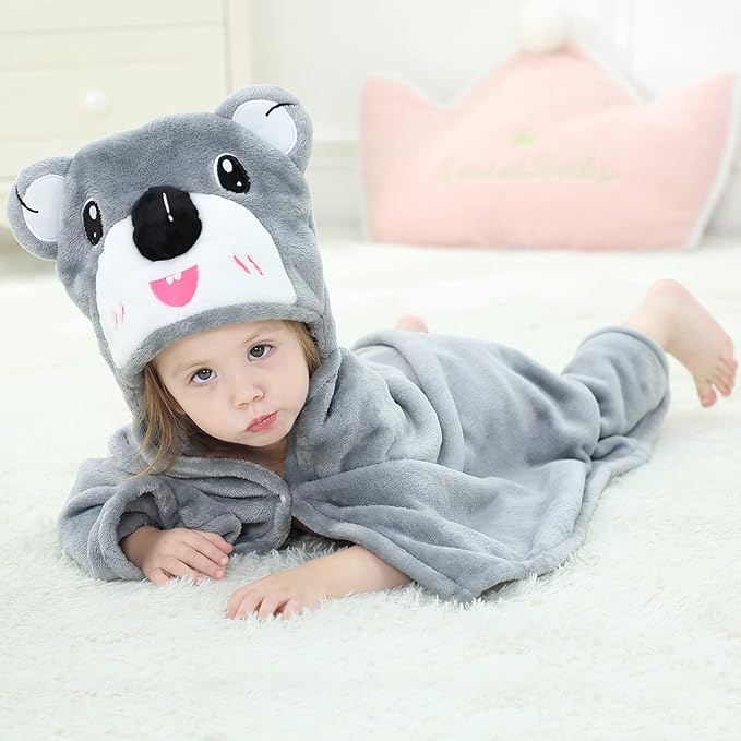 Wearable Blanket Hoodie for Kids Toddlers Hooded Towels Soft Cozy Wearable Throw Blanket Hoodie for Boys Girls