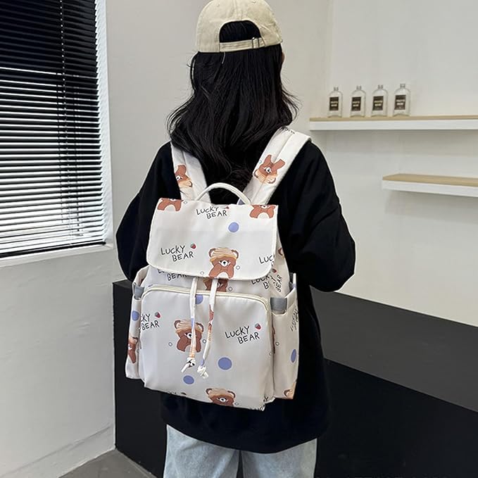 Multi Compartment Diaper Bag with Stylish Print Design Waterproof Oxford Fabric Backpack for Moms Travel Outdoor