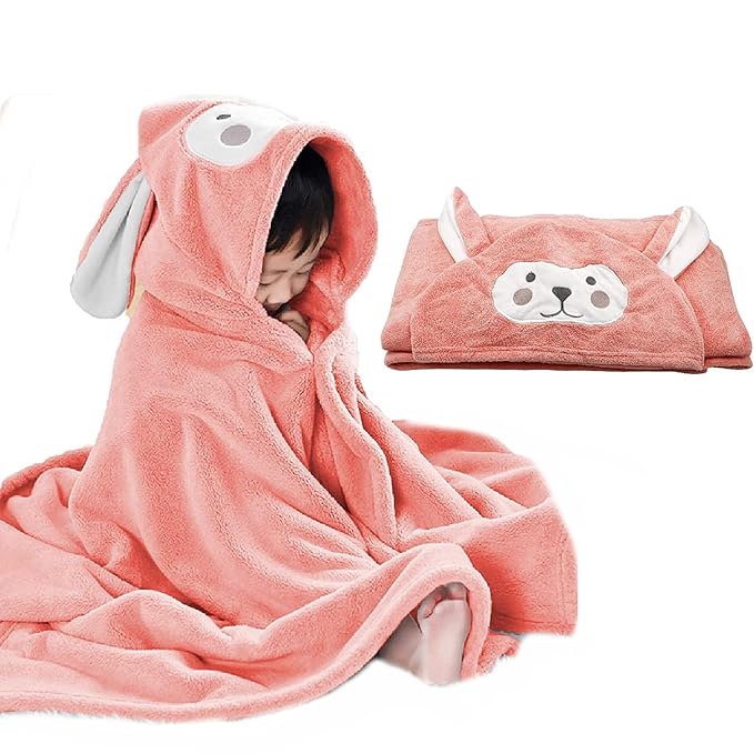 ROMASA Baby Bath Towel Hooded Ultra Soft Towel Highly Absorbent Bathrobe Blanket Toddlers Shower Gifts for Boys Girls- 27.5" x 55" (Pink)