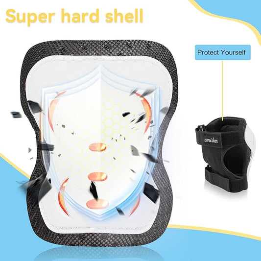 Kids/Adult/Youth Knee and Elbow Pads with Wrist Guards 3 in 1 Protective Gear Set for Skateboarding Cycling BMX Bike Scooter Skating Rollerblading Riding