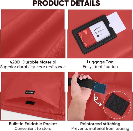 BALEINE Car Seat Travel Bag for Airplane, Water-Resistant Car Seat Bags for Air Travel, Foldable Cover with 3 Handles, Fits Toddler Carseat, Convertible and Booster Seats (Red)
