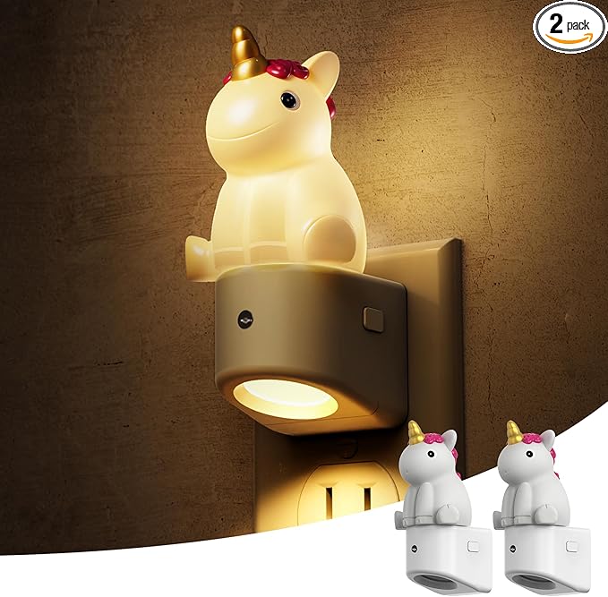 L LOHAS LED Plug-in Night Light for Kids, Cute Color Changing LED Night Light with Dusk to Dawn Sensor, Christmas, Birthday Gift Nightlight for Girls & Kids, Room Decor