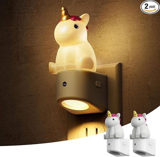 L LOHAS LED Plug-in Night Light for Kids, Cute Color Changing LED Night Light with Dusk to Dawn Sensor, Christmas, Birthday Gift Nightlight for Girls & Kids, Room Decor