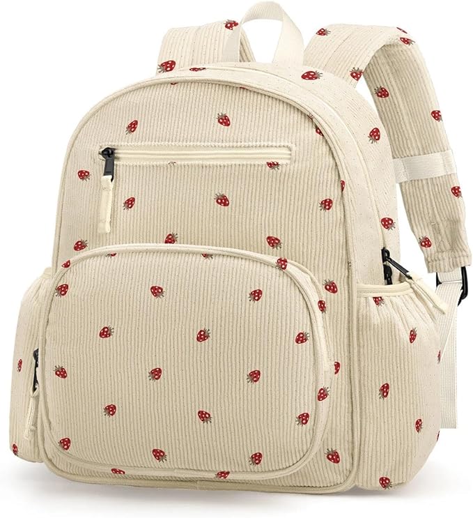 atgark Corduroy Kids Backpack for Girls, Girls Backpack 5-9, Kindergarten Elementary School Bookbag for Girl 15.3" H Fit Folder