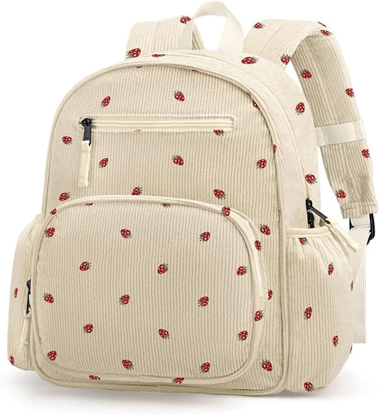 atgark Corduroy Kids Backpack for Girls, Girls Backpack 5-9, Kindergarten Elementary School Bookbag for Girl 15.3" H Fit Folder