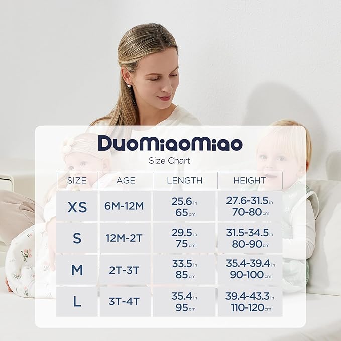 Duomiaomiao 2 Pack 0.5 TOG Toddler Sleep Sack 12-24 Months 100% Cotton Lightweight Baby Sleep Sack with Feet, Breathable Comfy Toddler Wearable Blanket