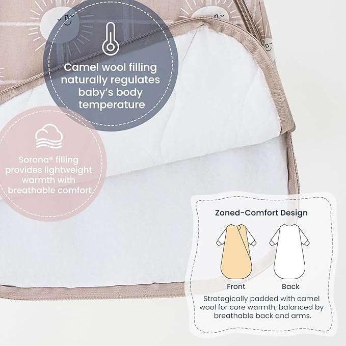 Unisex Sleeping Bag for Babies and Toddlers 1.0 Tog Sleep Sack 0-6 Months, Newborn Sleep Sack, Wearable Blanket Baby, One Piece Long Sleeves, Gifts for Baby