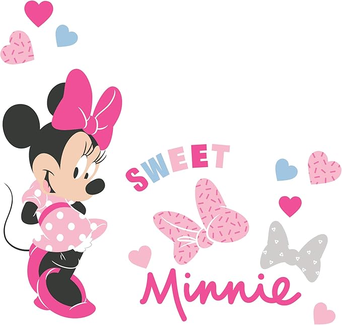 Lambs & Ivy Disney Baby Minnie Mouse Love Wall Decals/Stickers with Hearts/Bows