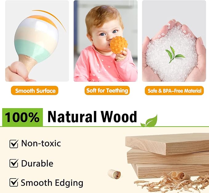 Baby Toys Montessori Toys 6 in 1 Musical Instruments for Toddler, Stacking Blocks Development Learning Educational Toy with Wooden Xylophone Infant Baby Birthday Gift