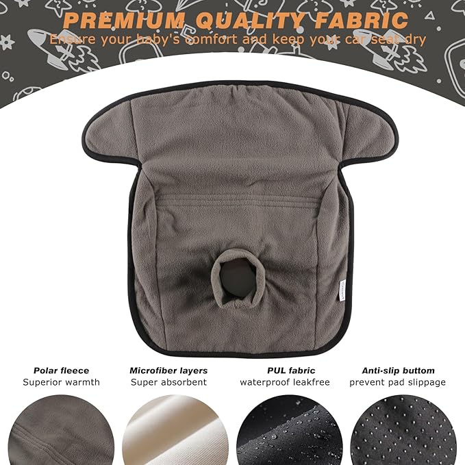 Piddle Pads, Multi-use and Leak Free Lines for Baby Stroller, High Chair & Car Seat, Waterproof Toilet Training Seat Covers for Toddles (Charcoal Grey, 1 Pack)