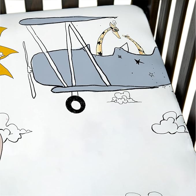 JumpOff Jo - Fitted Crib Sheet, Super Soft 100% Cotton Sheet for Standard Crib Mattresses and Toddler Beds, 28 in. x 52 in., Storytelling Designs - Take Flight