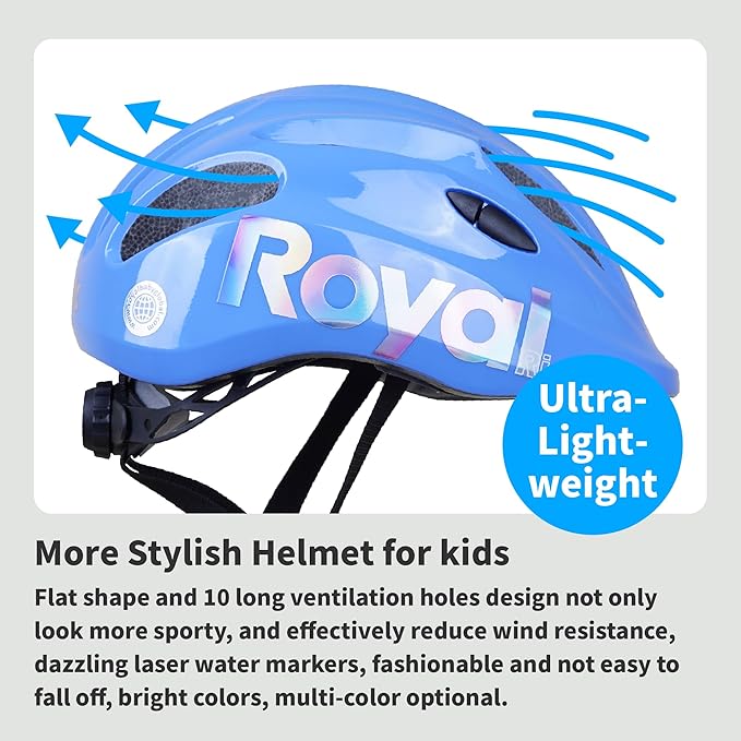 RoyalBaby Kids Helmet 0.47 lb Ultra-Lightweight & Adjustable for Ages 5-13 Years, Ideal for Cycling, Scooter, Balance Bike & More Sports, 4 Vibrant Colors Available