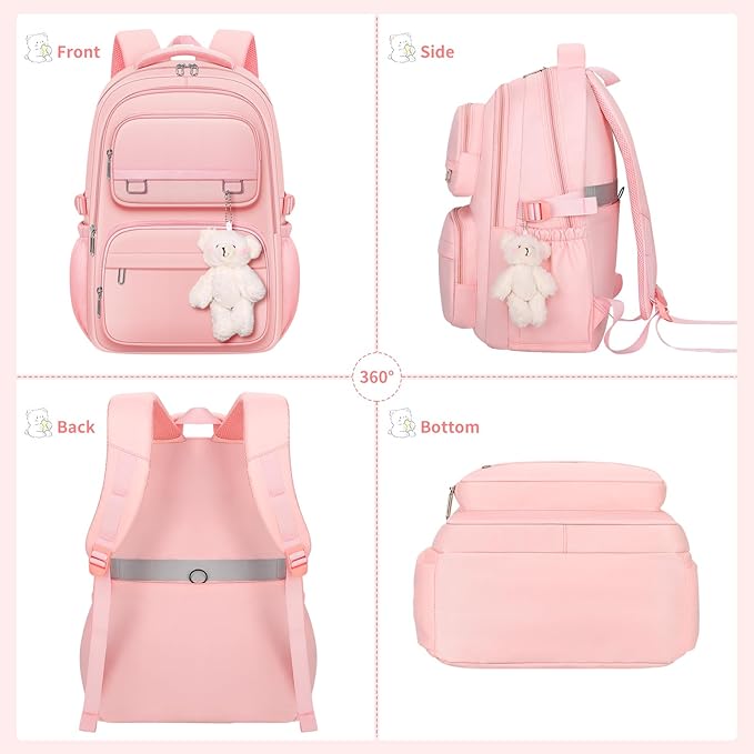 KBTYE School Backpack for Kids Girls Cute Travel Backapck for College Women Men Casual Laptop Bookbag for Teen Student(Pink)