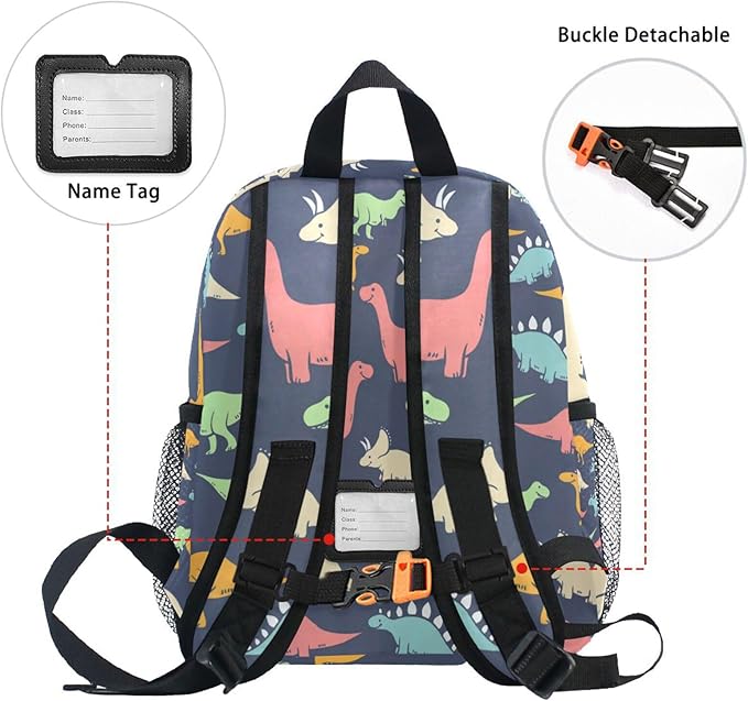 Cute Kids Back Pack Colorful Dinosaur Todder Backpack Lightweight Preschool Kindergarten Book Bag Practical and Durable Daycare Bag for Travel,Toys