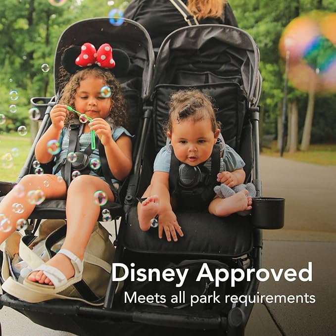 Strolee Lightweight Double Side by Side Stroller - 22 Lbs, 9.5" Compact Fold, Twin Nap Ready Seating, No Rethread Harness, Magnetic Buckle & Ultra Plush Seat 60Lb Max Per Seat- (v2 Shadow)