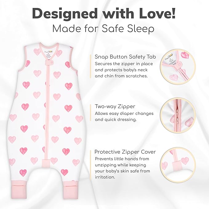 Mama Cheetah Toddler Sleep Sack with Feet, 0.5 TOG Organic Cotton Baby Wearable Blankets with Legs, Baby Sleeping Bag for Walkers, Early Walker 6-18 Month