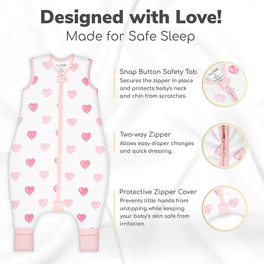 Mama Cheetah Toddler Sleep Sack with Feet 2T, 2.5 TOG Organic Cotton Baby Sleeping Bag with Legs, Baby Wearable Blankets for Walkers w/ 2-Way Zipper, Baby Sleep Sack for Girls Boys, Medium