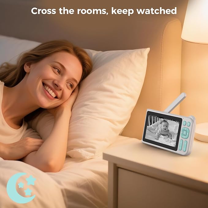 Video Baby Monitor, 2000ft Long Range, Enhanced Signal Stability, No WiFi, 5" HD Screen, 5000mAh, 1080p Camera, Super Clear Night Vision, Pan-Tilt-Zoom, 2-Way Audio, AI Cry & Motion Alarm