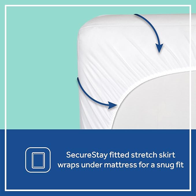 Sealy Baby Cool Comfort Cooling Breathable Waterproof Crib Mattress Protector Pad, Toddler Bed Cover, Infant and Newborn Durable Comfortable Topper, Machine Washable and Dryer Friendly, 52x28”- White