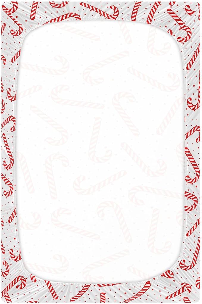 Christmas Candy Cane Crib Sheets Soft Breathable Fitted Baby Crib Sheets Mattress Cover for Boy Girls, 52" x 28" x 9"