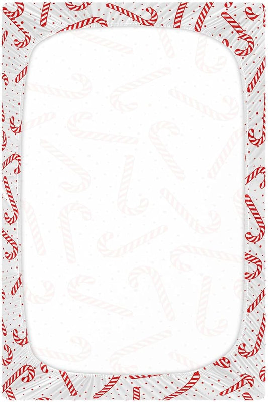 Christmas Candy Cane Crib Sheets Soft Breathable Fitted Baby Crib Sheets Mattress Cover for Boy Girls, 52" x 28" x 9"